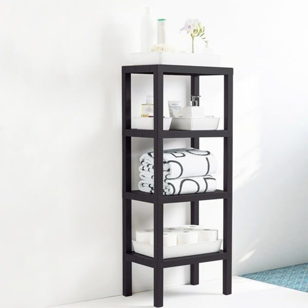 Raft universal, Quasar & Co.®, etajera cu 4 polite, polipropilena, 100 x 38 x 29 cm, negru - imagine 3
