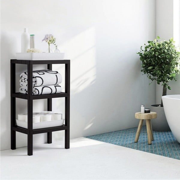 Raft universal, Quasar & Co.®, etajera cu 3 polite, polipropilena, 73.5 x 38 x 29 cm, negru - imagine 3