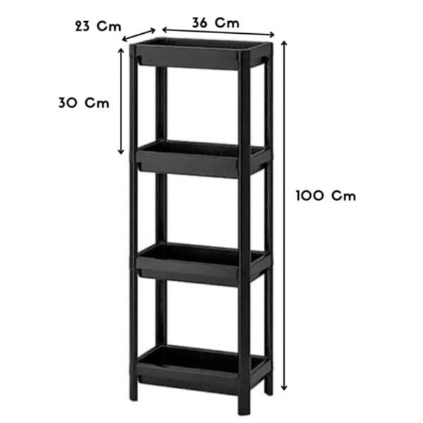 Raft universal, Quasar & Co.®, etajera cu 4 polite, polipropilena, 100 x 36 x 23 cm, negru - imagine 5