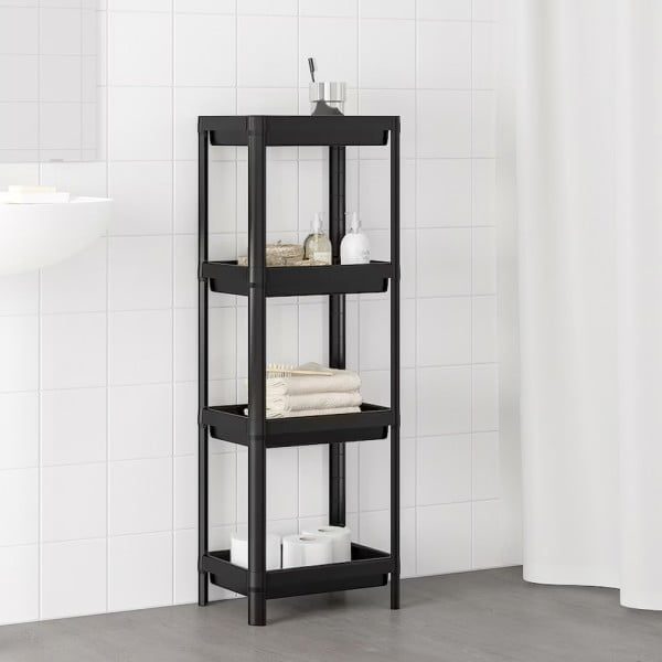 Raft universal, Quasar & Co.®, etajera cu 4 polite, polipropilena, 100 x 36 x 23 cm, negru - imagine 3