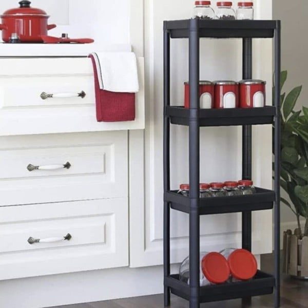 Raft universal, Quasar & Co.®, etajera cu 4 polite, polipropilena, 100 x 36 x 23 cm, negru - imagine 4