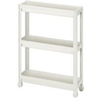 Etajera universala, Quasar & Co.®, raft slim cu 3 polite, cu roti, polipropilena, 71 x 54 x 18 cm, alb 9