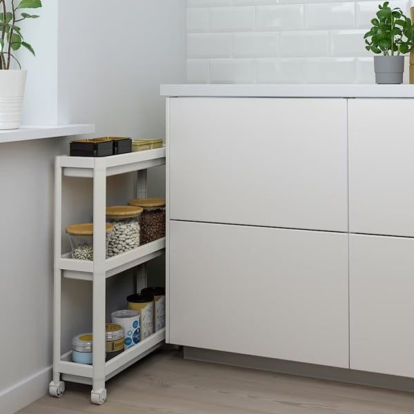 Etajera universala, Quasar & Co.®, raft slim cu 3 polite, cu roti, polipropilena, 71 x 54 x 18 cm, alb - imagine 4