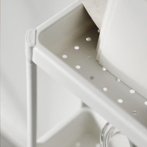 Etajera universala, Quasar & Co.®, raft slim cu 3 polite, cu roti, polipropilena, 71 x 54 x 18 cm, alb - imagine 7