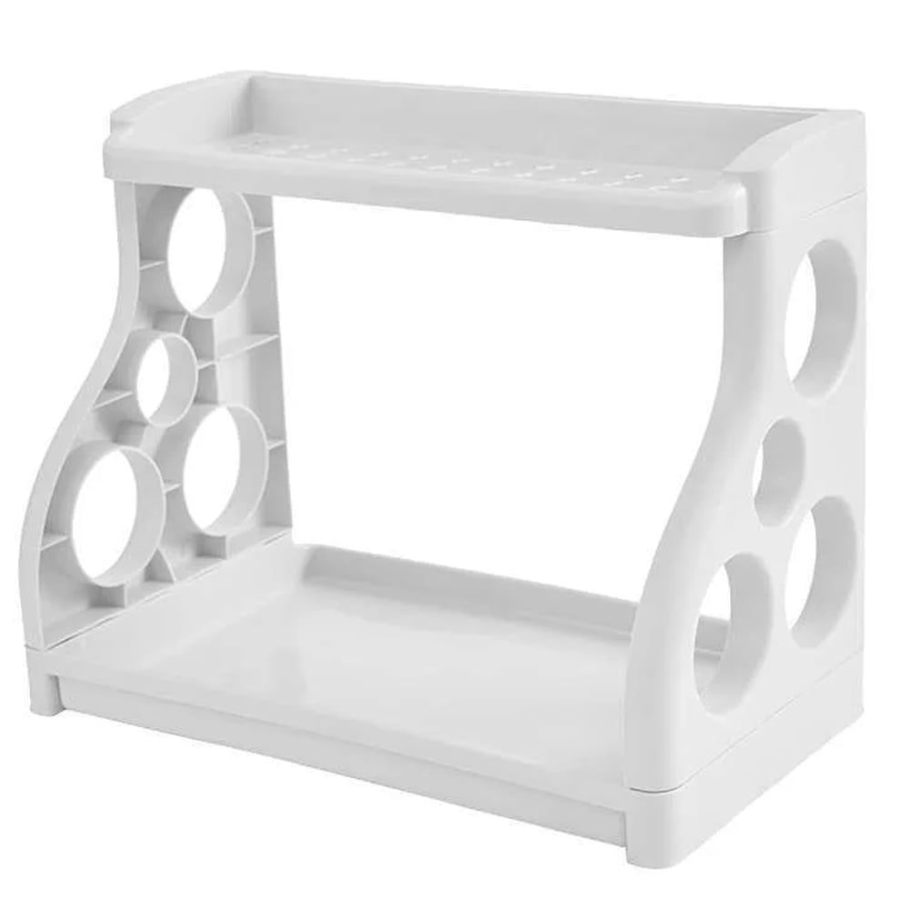 Raft condimente, Quasar & Co.®, etajera cu 2 polite, 4 carlige agatare, plastic, 38 x 24,5 x 31,5 cm, alb 2 Raft condimente, Quasar & Co.®, etajera cu 2 polite, 4 carlige agatare, plastic, 38 x 24,5 x 31,5 cm, alb 2