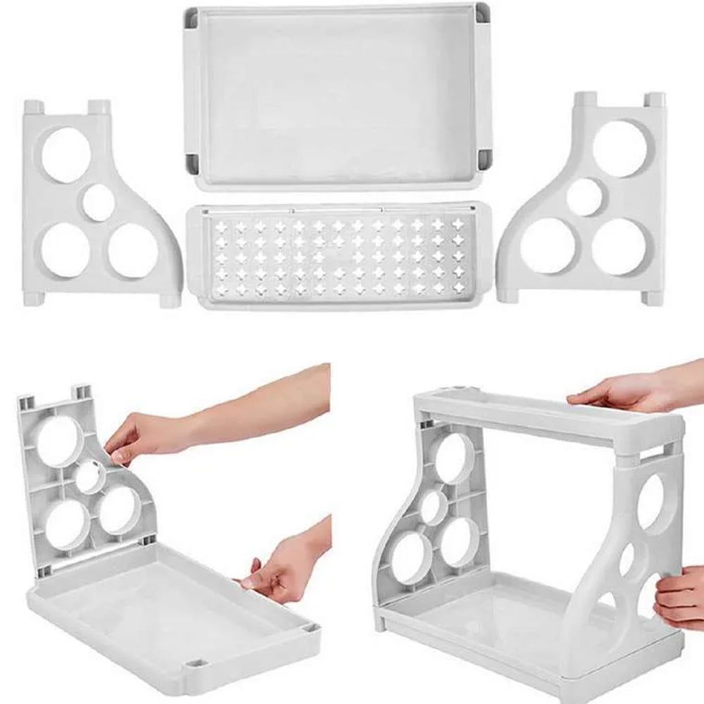 Raft condimente, Quasar & Co.®, etajera cu 2 polite, 4 carlige agatare, plastic, 38 x 24,5 x 31,5 cm, alb 6 Raft condimente, Quasar & Co.®, etajera cu 2 polite, 4 carlige agatare, plastic, 38 x 24,5 x 31,5 cm, alb 6