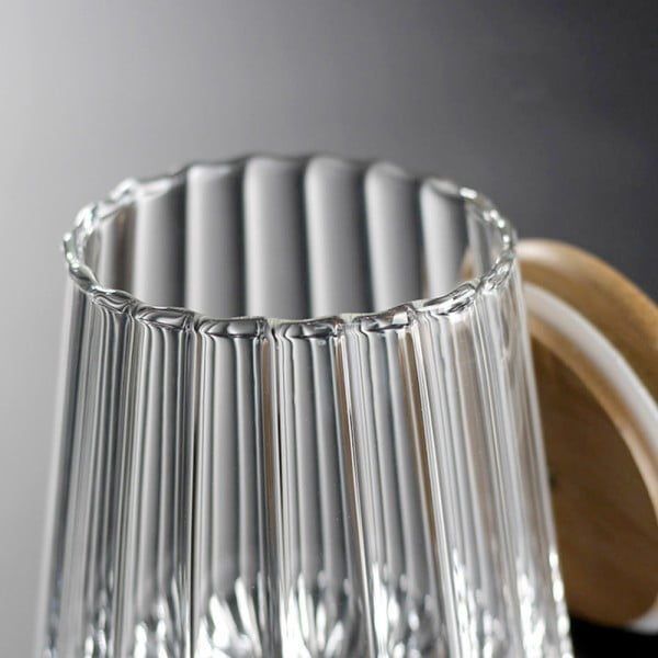 Set 3 recipiente cu capac bambus Quasar & Co.®, model drept, agatatoare finisaj auriu/vintage, borcane cu capac etans, sticla/bambus, 600 ml, transparent - imagine 8