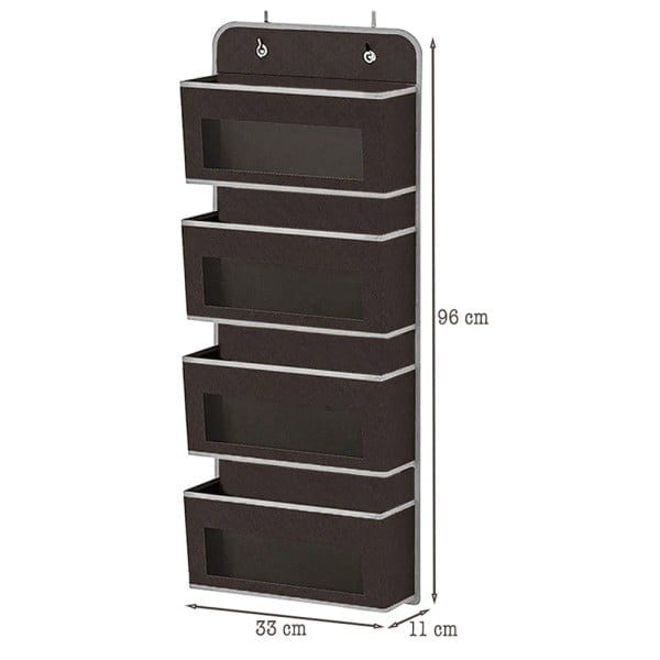Organizator depozitare usa, Quasar & Co.®, 4 buzunare, universal, netesut intarit la baza, cu vizor, 96 x 33 x 11 cm, maro - imagine 7