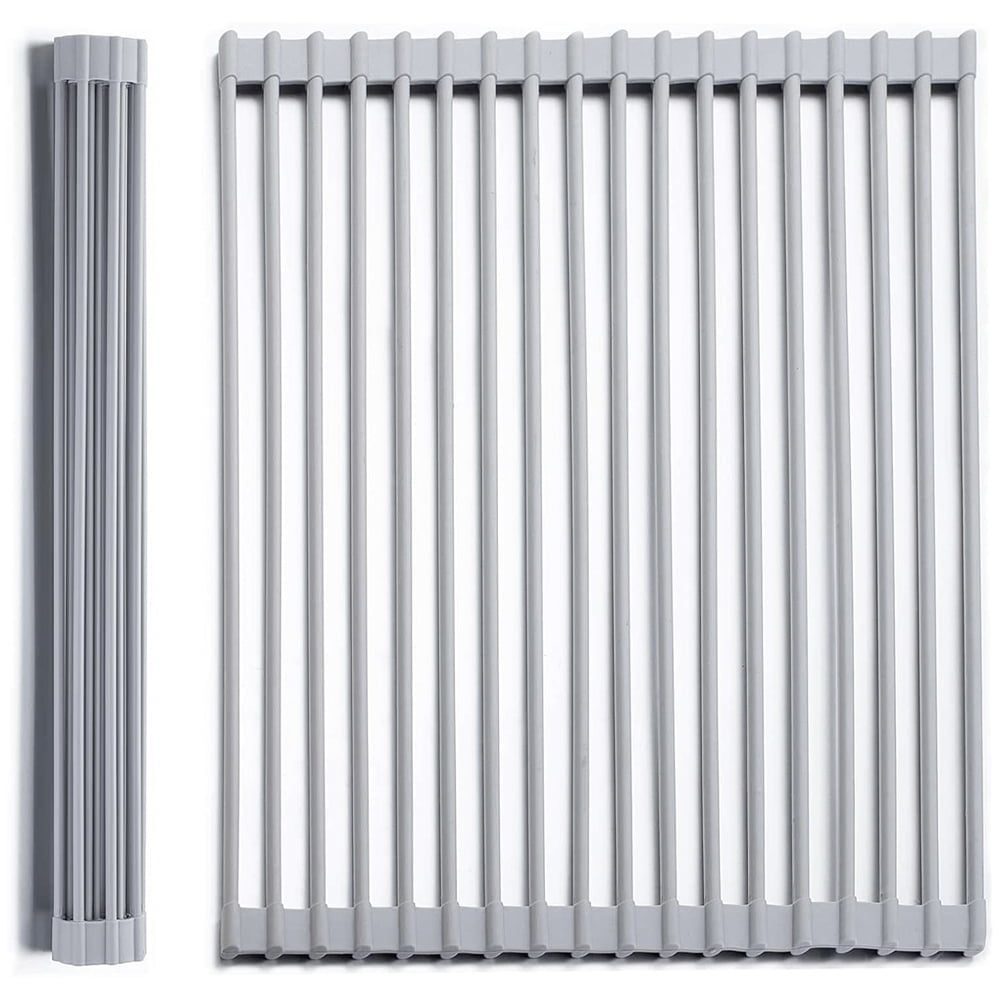 Suport uscare vase pentru chiuveta, Quasar & Co.®, antialunecare, pliabil, aluminiu-silicon 33 x 43 cm, gri 2