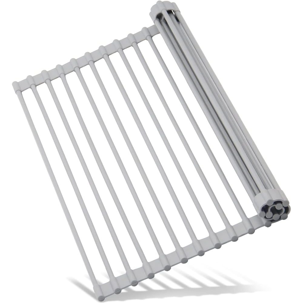 Suport uscare vase pentru chiuveta, Quasar & Co.®, antialunecare, pliabil, aluminiu-silicon 33 x 43 cm, gri 3
