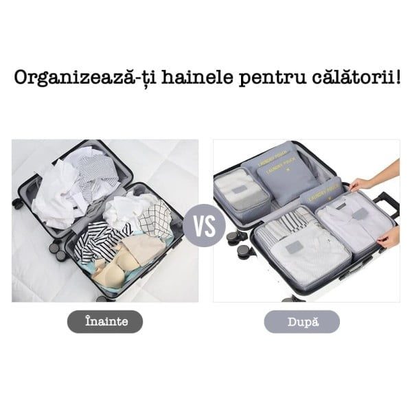 Set 6 huse organizare bagaj, Quasar & Co.®, organizatoare valiza/troler, gri - imagine 5