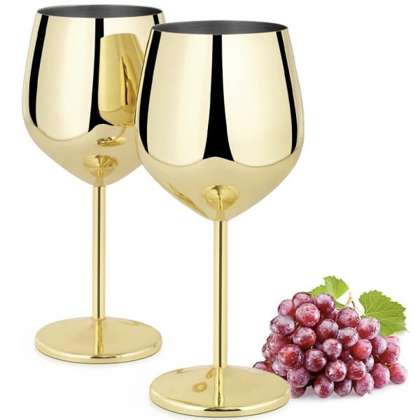 Set 2 pahare vin Quasar & Co.®, 500 ml, otel inoxidabil, h 21 cm, gold Pahare sticla 2024-07-27 2