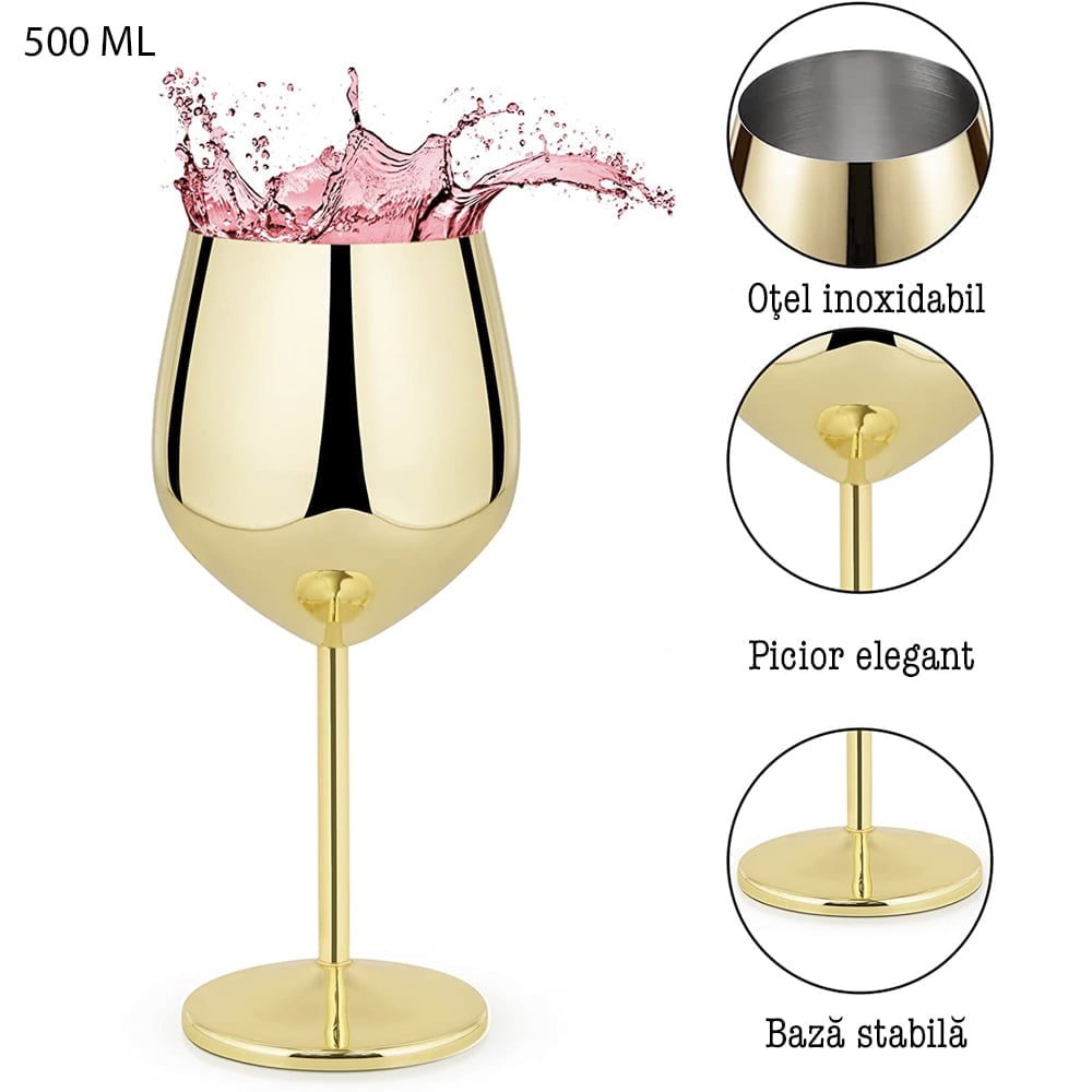 Set 2 pahare vin Quasar & Co.®, 500 ml, otel inoxidabil, h 21 cm, gold 3 Set 2 pahare vin Quasar & Co.®, 500 ml, otel inoxidabil, h 21 cm, gold 3