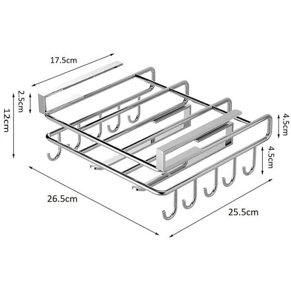 Suport bucatarie/living/bar Quasar & Co.®, pentru ustensile/rola servetele, pentru cani/cesti/rola, otel inoxidabil, 26,5 x 25 x 12 cm, argintiu - imagine 5