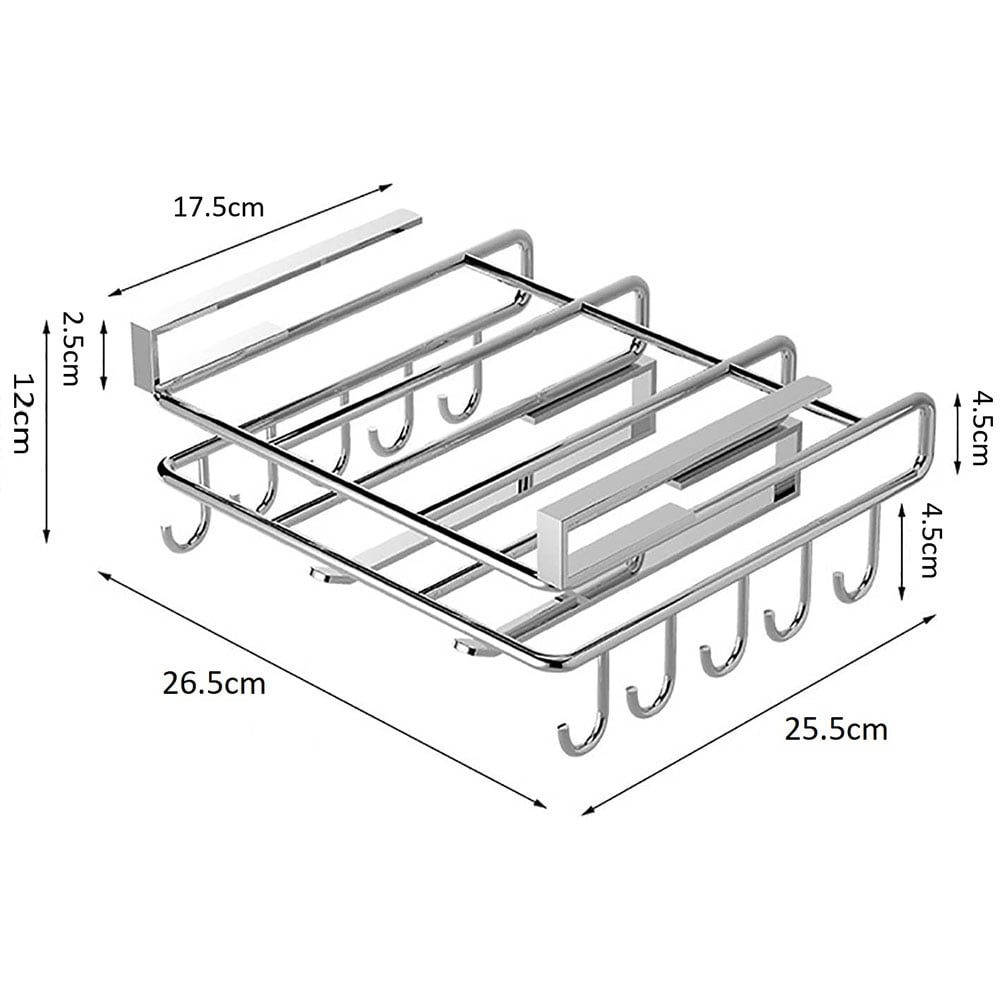 Suport bucatarie/living/bar Quasar & Co.®, pentru ustensile/rola servetele, pentru cani/cesti/rola, otel inoxidabil, 26,5 x 25 x 12 cm, argintiu 5