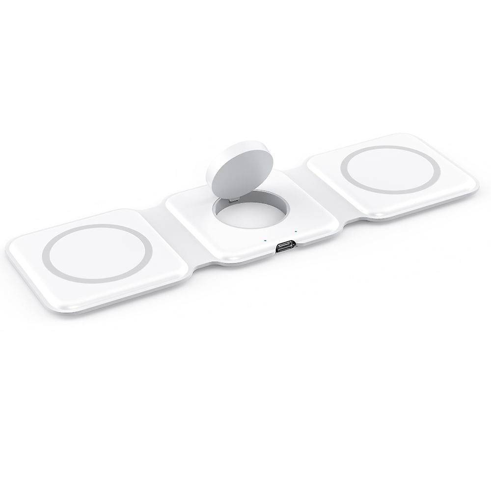 Incarcator wireless magnetic 3 in 1, Quasar & Co.®, universal, pliabil, incarcare rapida 15W, Qi fast wifi charger, 25 x 7,5 x 0,75 cm, alb 2