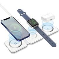 Incarcator wireless magnetic 3 in 1, Quasar & Co.®, universal, pliabil, incarcare rapida 15W, Qi fast wifi charger, 25 x 7,5 x 0,75 cm, alb 11