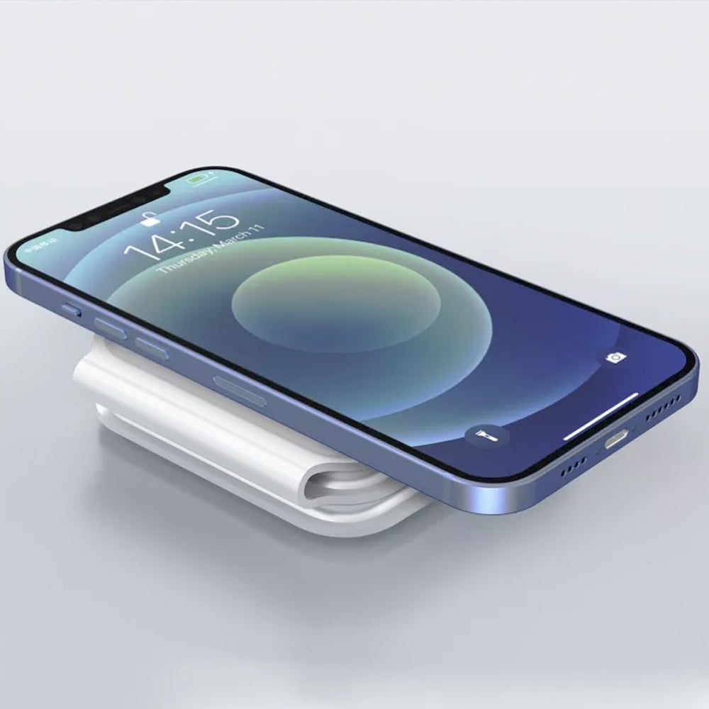 Incarcator wireless magnetic 3 in 1, Quasar & Co.®, universal, pliabil, incarcare rapida 15W, Qi fast wifi charger, 25 x 7,5 x 0,75 cm, alb 5