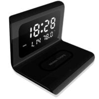 Ceas digital cu statie de incarcare wireless, Quasar & Co.®, cu data, alarma si temperatura, 17 x 12 x 12,5 cm, negru 9
