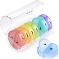 Cutie organizator medicamente, Quasar & Co.®, 7 zile, 14 compartimente mari, cutie suport, 14 x 6,5 x 6 cm, multicolor 8