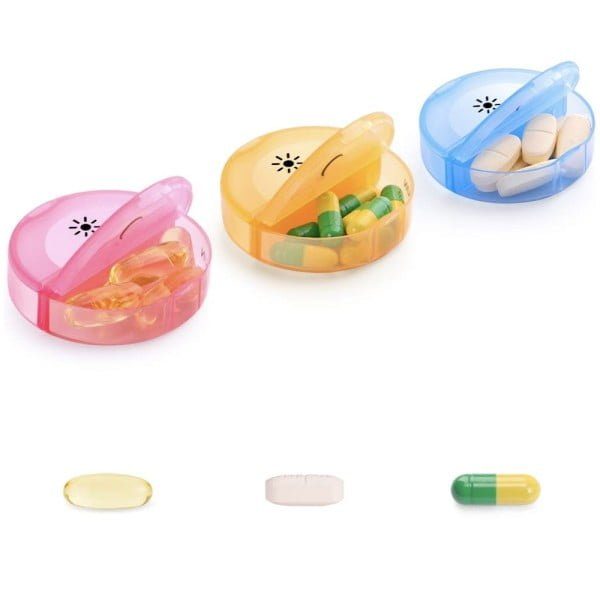 Cutie organizator medicamente, Quasar & Co.®, 7 zile, 14 compartimente mari, cutie suport, 14 x 6,5 x 6 cm, gri cenusiu transparent - imagine 4