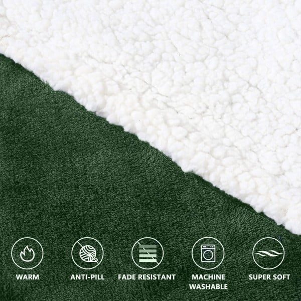 Patura cu maneci, Quasar & Co.®, gluga si buzunar, fleece captusit cu blana, poliester, marime universala, verde - imagine 3