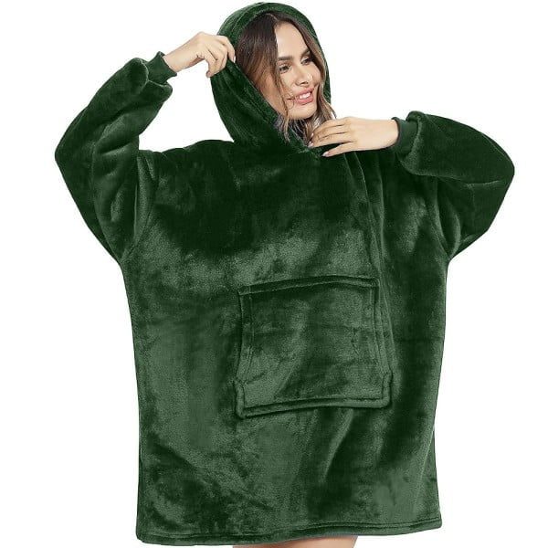 Patura cu maneci, Quasar & Co.®, gluga si buzunar, fleece captusit cu blana, poliester, marime universala, verde - imagine 4