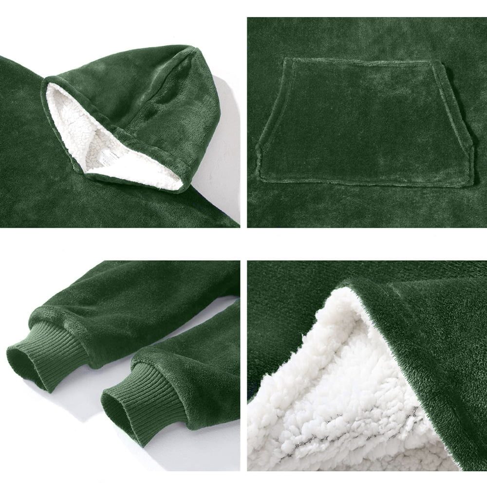 Patura cu maneci, Quasar & Co.®, gluga si buzunar, fleece captusit cu blana, poliester, marime universala, verde 6 Patura cu maneci, Quasar & Co.®, gluga si buzunar, fleece captusit cu blana, poliester, marime universala, verde 6