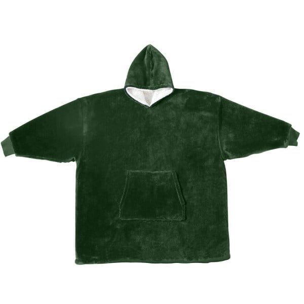 Patura cu maneci, Quasar & Co.®, gluga si buzunar, fleece captusit cu blana, poliester, marime universala, verde - imagine 7