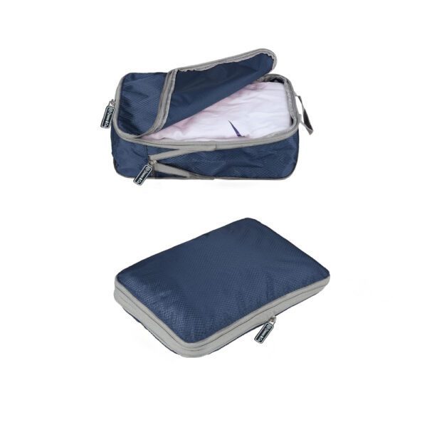 Set 6 huse organizare bagaj, Quasar & Co.®, impermeabile, sistem compresie/extensie cu fermoar, bleumarin - imagine 7