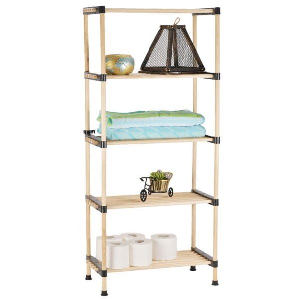 Raft modular universal, Quasar & Co.®, etajera 5 polite, lemn, 56 x 28 x 120 cm, natur - imagine 2