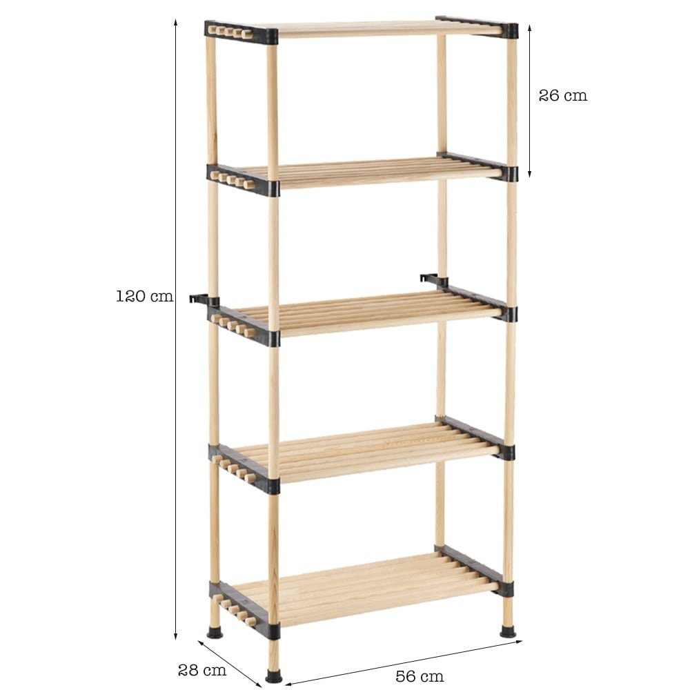 Raft modular universal, Quasar & Co.®, etajera 5 polite, lemn, 56 x 28 x 120 cm, natur 3