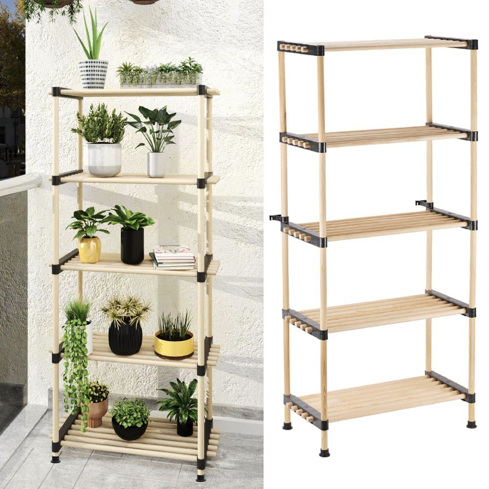 Raft modular universal, Quasar & Co.®, etajera 5 polite, lemn, 56 x 28 x 120 cm, natur 4