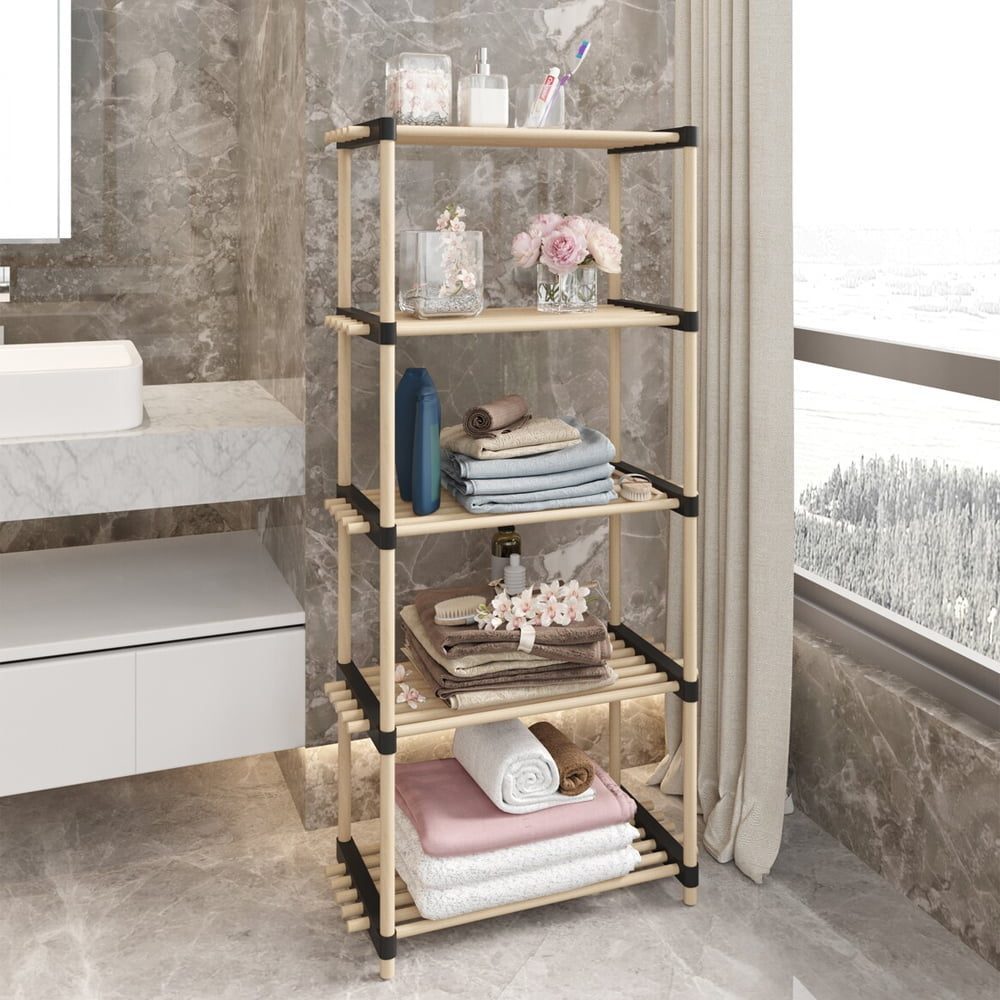 Raft modular universal, Quasar & Co.®, etajera 5 polite, lemn, 56 x 28 x 120 cm, natur 5