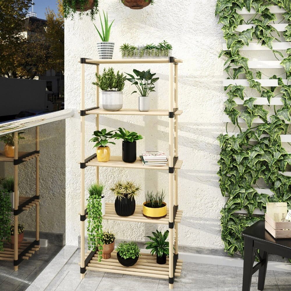 Raft modular universal, Quasar & Co.®, etajera 5 polite, lemn, 56 x 28 x 120 cm, natur 6