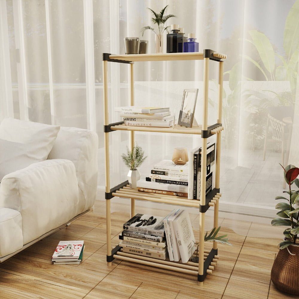 Raft modular universal, Quasar & Co.®, etajera 4 polite, lemn, 56 x 28 x 93 cm, natur 5