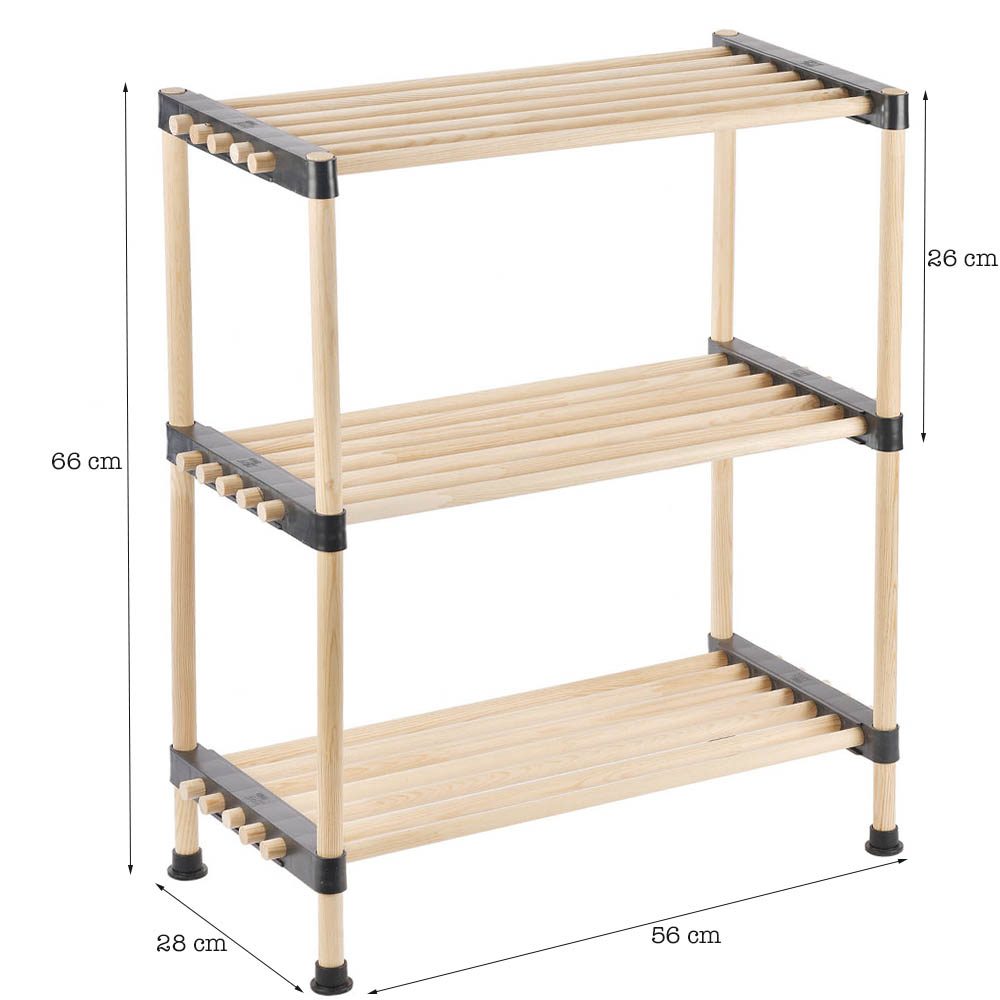 Raft modular universal, Quasar & Co.®, etajera 3 polite, lemn, 56 x 28 x 66 cm, natur 2