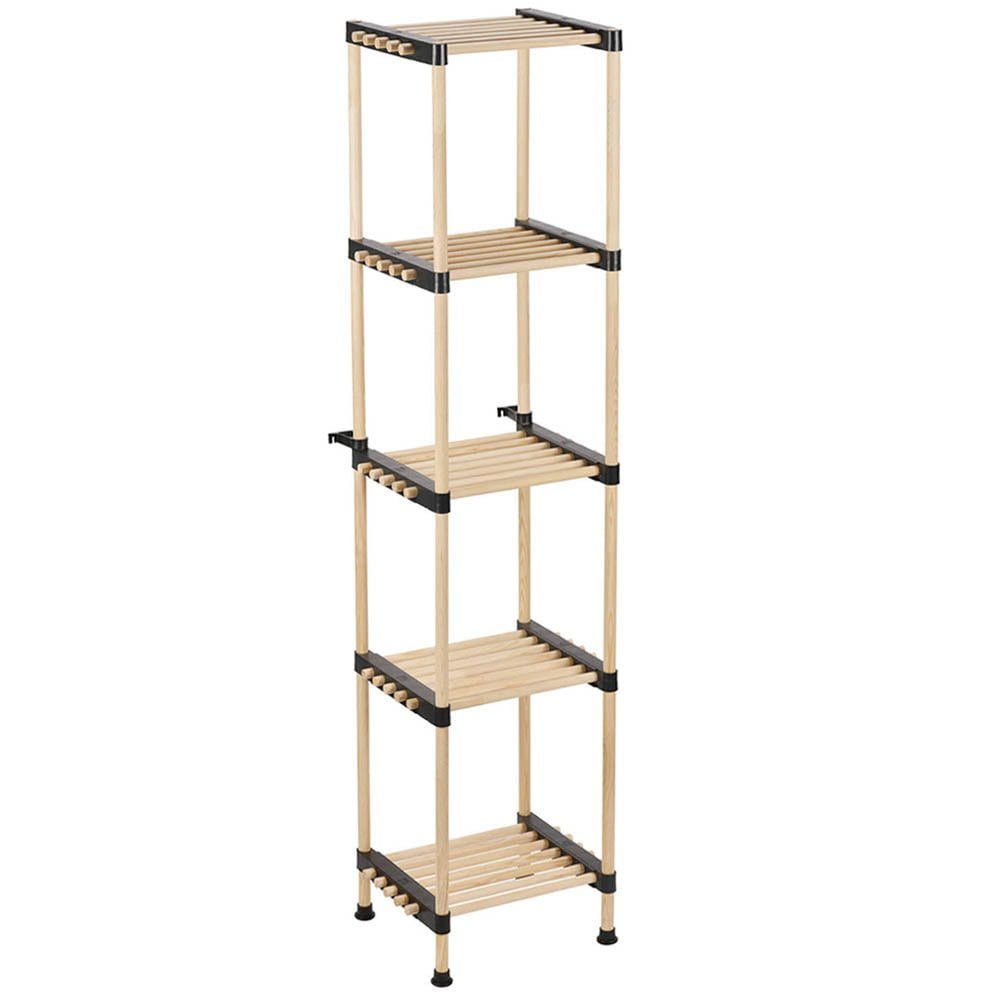 Raft modular universal, Quasar & Co.®, etajera 5 polite, lemn, 34 x 28 x 138 cm, natur