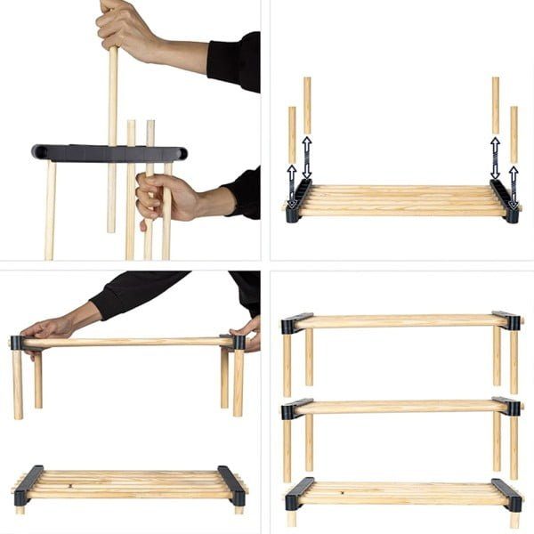 Raft modular universal, Quasar & Co.®, etajera 5 polite, lemn, 34 x 28 x 138 cm, natur - imagine 6