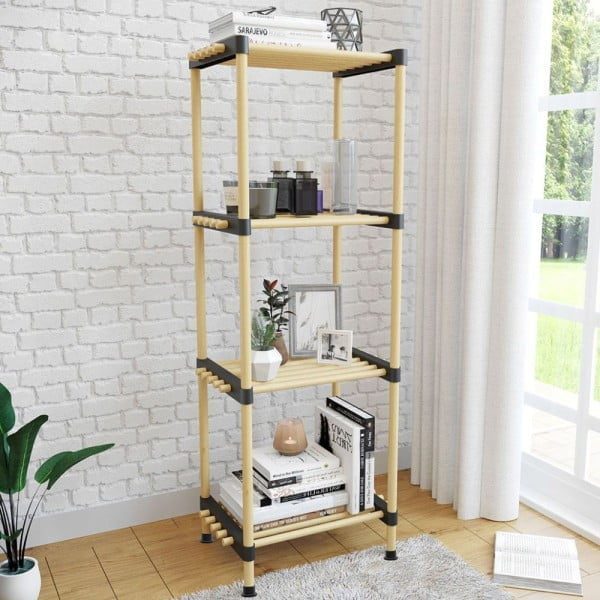Raft modular universal, Quasar & Co.®, etajera 4 polite, lemn, 34 x 28 x 106 cm, natur - imagine 6