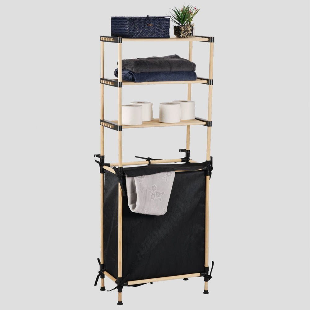 Raft modular universal, Quasar & Co.®, etajera 3 polite si cos de rufe, lemn, 57 x 28 x 141 cm, natur 6 Raft modular universal, Quasar & Co.®, etajera 3 polite si cos de rufe, lemn, 57 x 28 x 141 cm, natur 6