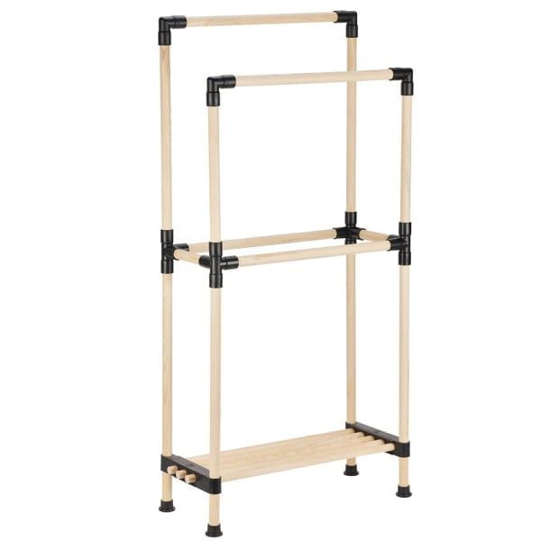 Raft modular universal, Quasar & Co.®, etajera cu 1 polita si suport uscare, lemn, 48 x 20 x 97 cm, natur - imagine 1