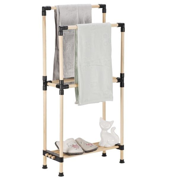 Raft modular universal, Quasar & Co.®, etajera cu 1 polita si suport uscare, lemn, 48 x 20 x 97 cm, natur - imagine 5