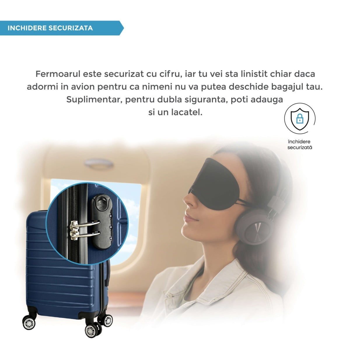 Set 3 trolere, Quasar & Co.®, Model Compatible Air, ABS, bleumarin, Mic/Mediu/Mare 7
