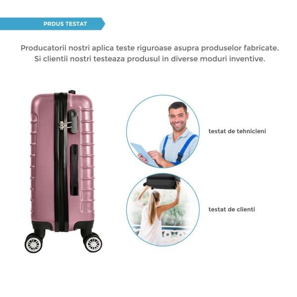 Set 3 trolere, Quasar & Co.®, Model Compatible Air, ABS, roz pudrat, Mic/Mediu/Mare - imagine 10