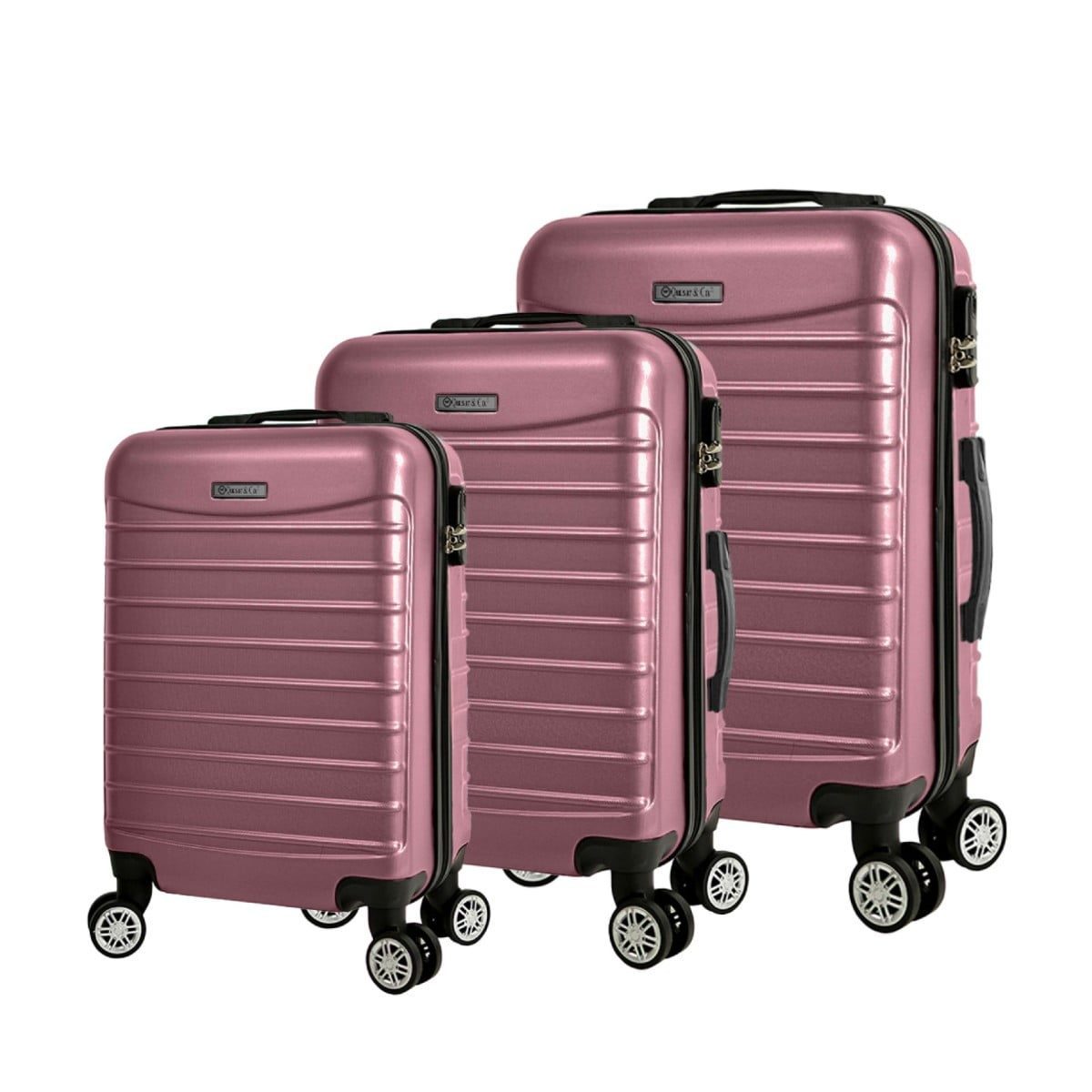 Set 3 trolere, Quasar & Co.®, Model Compatible Air, ABS, roz pudrat, Mic/Mediu/Mare 2