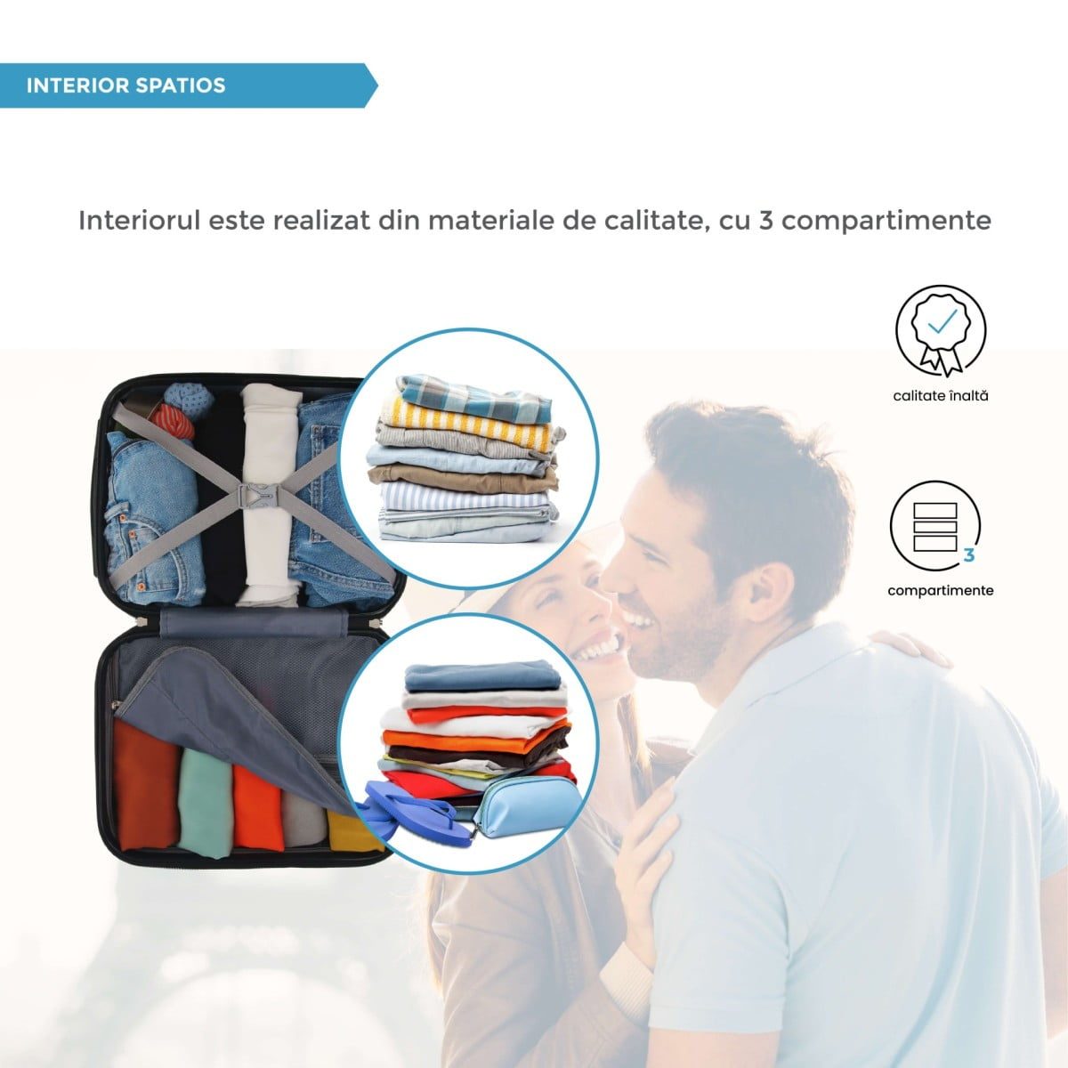 Set 3 trolere, Quasar & Co.®, Model Compatible Air, ABS, roz pudrat, Mic/Mediu/Mare 6