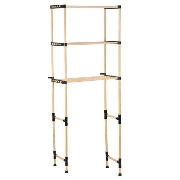 Raft modular universal, Quasar & Co.®, etajera cu 3 polite peste masina de spalat, lemn, 68 x 28 x 159 cm, natur - imagine 6