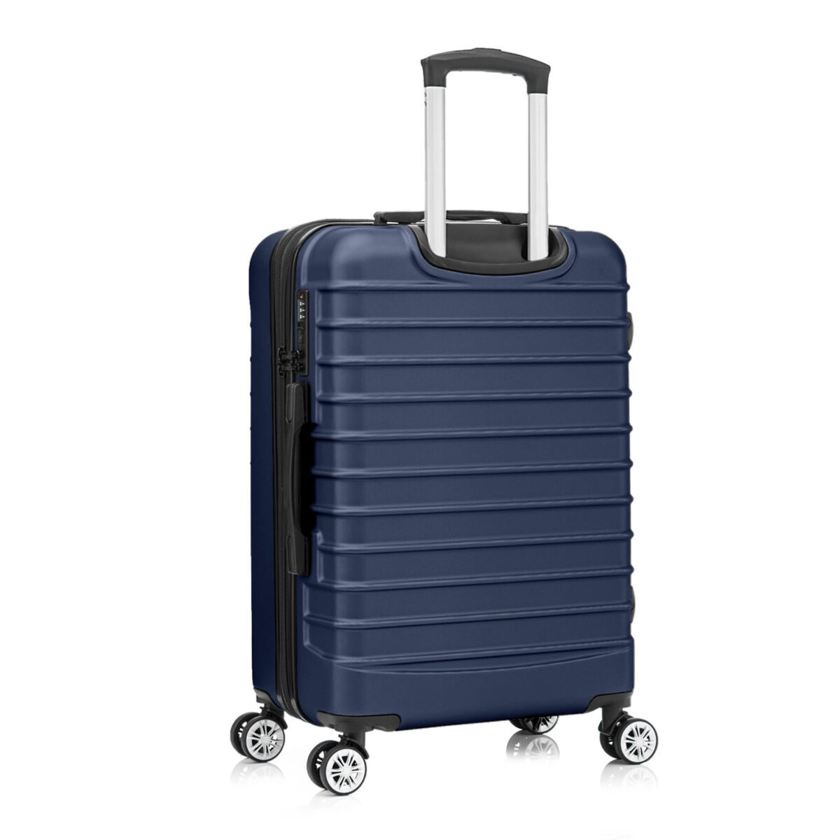 Troler Mare, Quasar & Co.®, Model Line, 4 roti duble cu rotatie 360°, maner telescopic, cifru, 77 x 52 x 31 cm, ABS, bleumarin 3