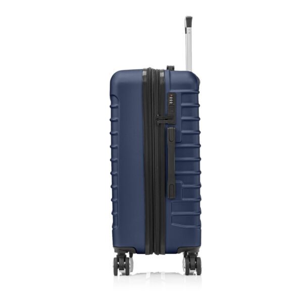 Troler Mare, Quasar & Co.®, Model Line, 4 roti duble cu rotatie 360°, maner telescopic, cifru, 77 x 52 x 31 cm, ABS, bleumarin - imagine 4